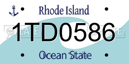 1TD0586 Rhode Island License Plate