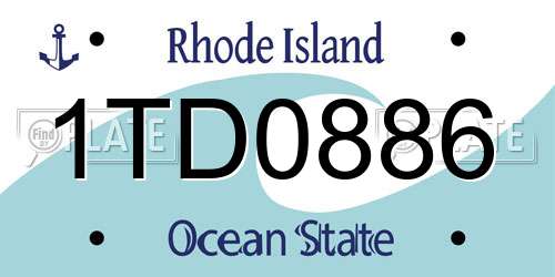 1TD0886 Rhode Island License Plate