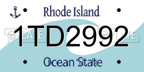 1TD2992 Rhode Island License Plate