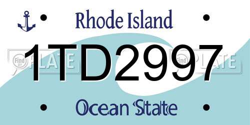 1TD2997 Rhode Island License Plate