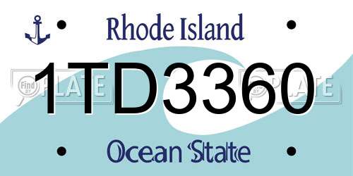 1TD3360 Rhode Island License Plate