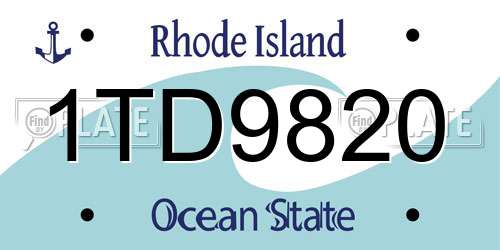1TD9820 Rhode Island License Plate