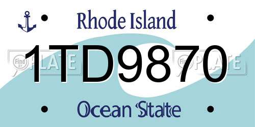 1TD9870 Rhode Island License Plate