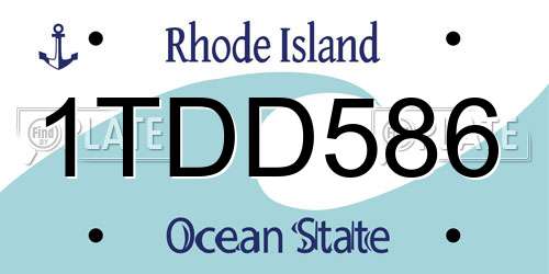 1TDD586 Rhode Island License Plate