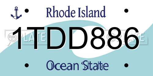 1TDD886 Rhode Island License Plate