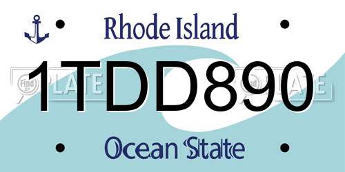 1TDD890 Rhode Island License Plate