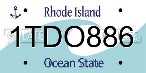 1TDO886 Rhode Island License Plate