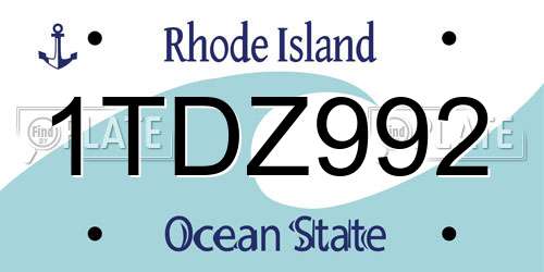1TDZ992 Rhode Island License Plate