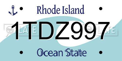 1TDZ997 Rhode Island License Plate