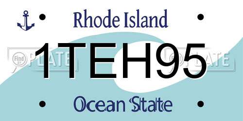 1TEH95 Rhode Island License Plate