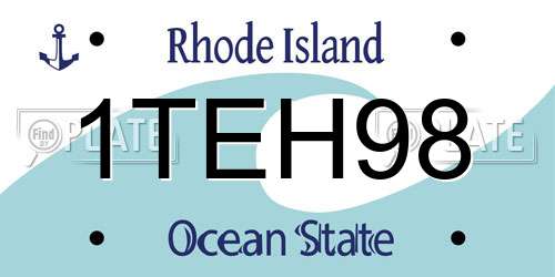 1TEH98 Rhode Island License Plate