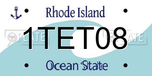 1TET08 Rhode Island License Plate