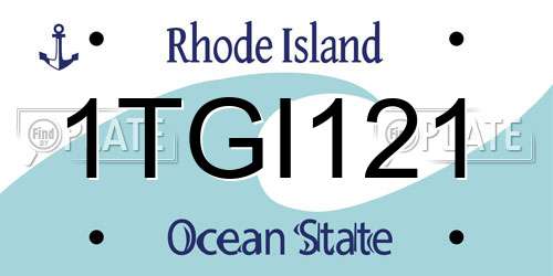 1TGI121 Rhode Island License Plate