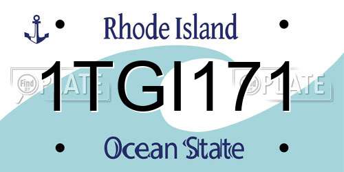 1TGI171 Rhode Island License Plate