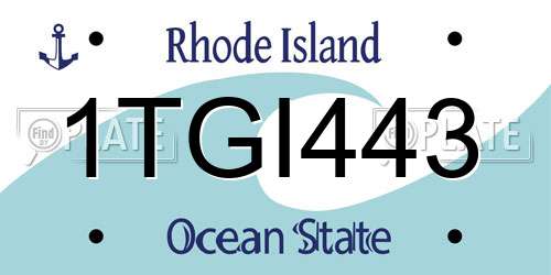 1TGI443 Rhode Island License Plate