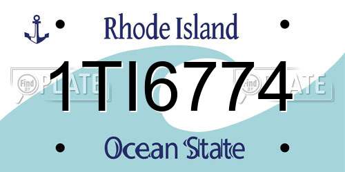 1TI6774 Rhode Island License Plate