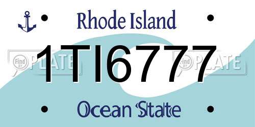 1TI6777 Rhode Island License Plate