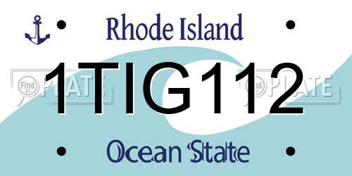1TIG112 Rhode Island License Plate