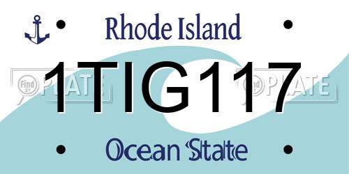 1TIG117 Rhode Island License Plate