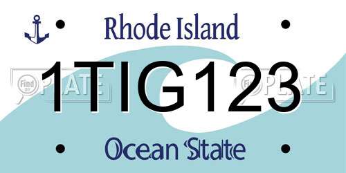 1TIG123 Rhode Island License Plate