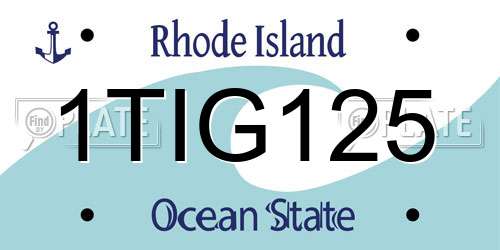 1TIG125 Rhode Island License Plate