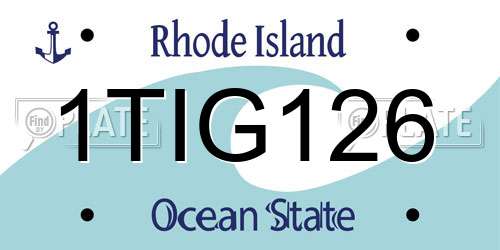 1TIG126 Rhode Island License Plate