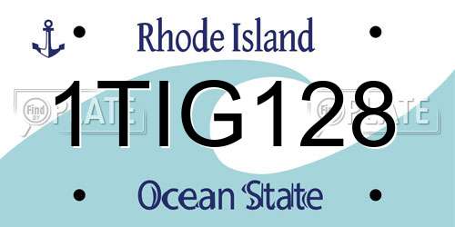 1TIG128 Rhode Island License Plate