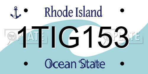 1TIG153 Rhode Island License Plate
