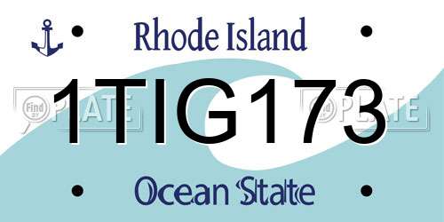 1TIG173 Rhode Island License Plate