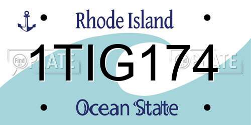 1TIG174 Rhode Island License Plate