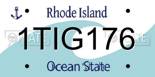 1TIG176 Rhode Island License Plate