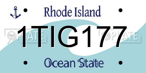 1TIG177 Rhode Island License Plate