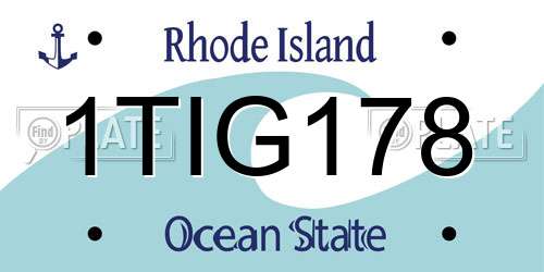 1TIG178 Rhode Island License Plate