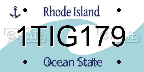 1TIG179 Rhode Island License Plate