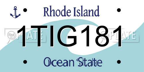 1TIG181 Rhode Island License Plate