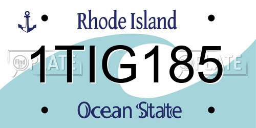 1TIG185 Rhode Island License Plate