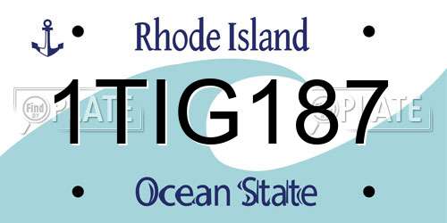 1TIG187 Rhode Island License Plate