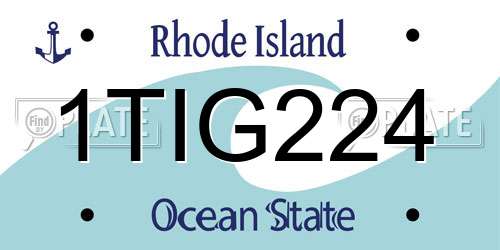1TIG224 Rhode Island License Plate