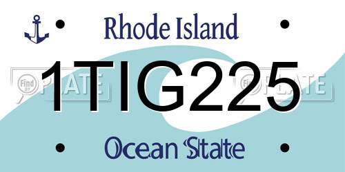 1TIG225 Rhode Island License Plate