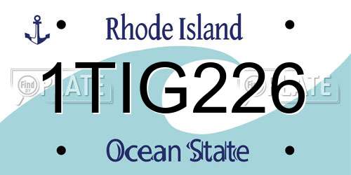 1TIG226 Rhode Island License Plate