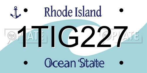 1TIG227 Rhode Island License Plate