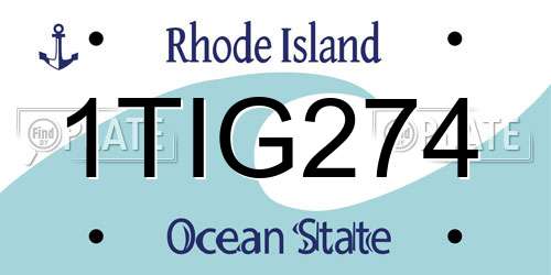 1TIG274 Rhode Island License Plate