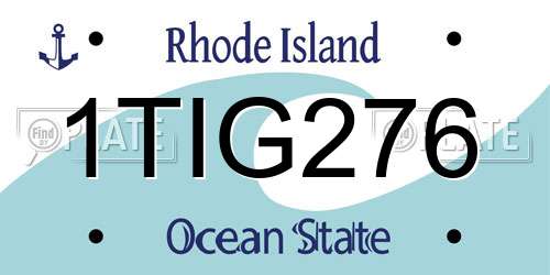 1TIG276 Rhode Island License Plate