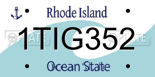 1TIG352 Rhode Island License Plate