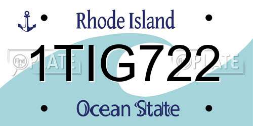 1TIG722 Rhode Island License Plate