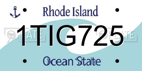1TIG725 Rhode Island License Plate