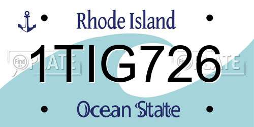 1TIG726 Rhode Island License Plate