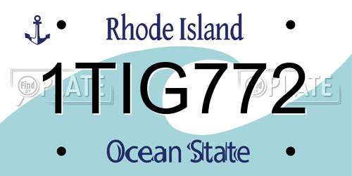 1TIG772 Rhode Island License Plate