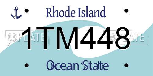 1TM448 Rhode Island License Plate