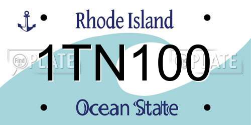 1TN100 Rhode Island License Plate